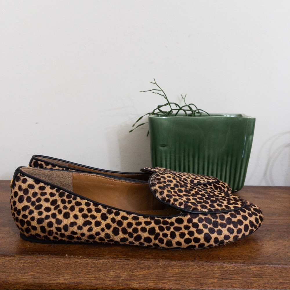Tory Burch Benton Perfect Willa Leopard Print Calf Hair Loafer Flats Size 7
